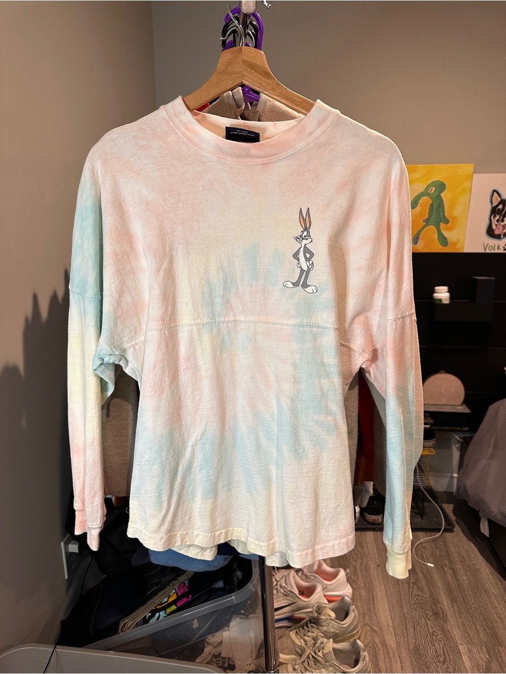 Warner Bros Studios Unisex Bugs Bunny Tie-Dye King Sleeve T-Shirt Size XS